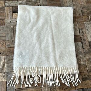 Harrods Lambswool Scottish Cream Scarf Fringe